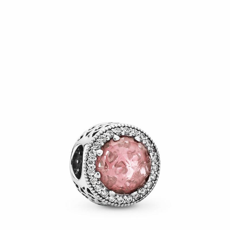 Pandora Radiant Hearts Charm - Sterling Silver/Pink/Mixed Stones/Cubic Zirconia - Canada | EU5506DG